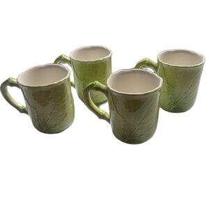 Vietri Set of 4 Green Cabbage Mugs‎ Vintage Made in Italy Hard to Find 9713